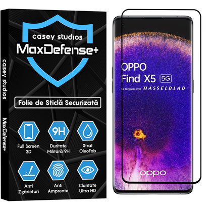 Folie Sticla MaxDefense+ - Oppo Find X5 Pro - Negru