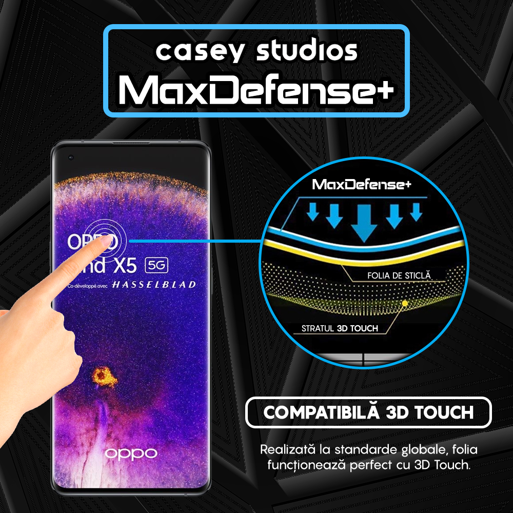 Folie Sticla MaxDefense+ - Oppo Find X5 Pro - Negru