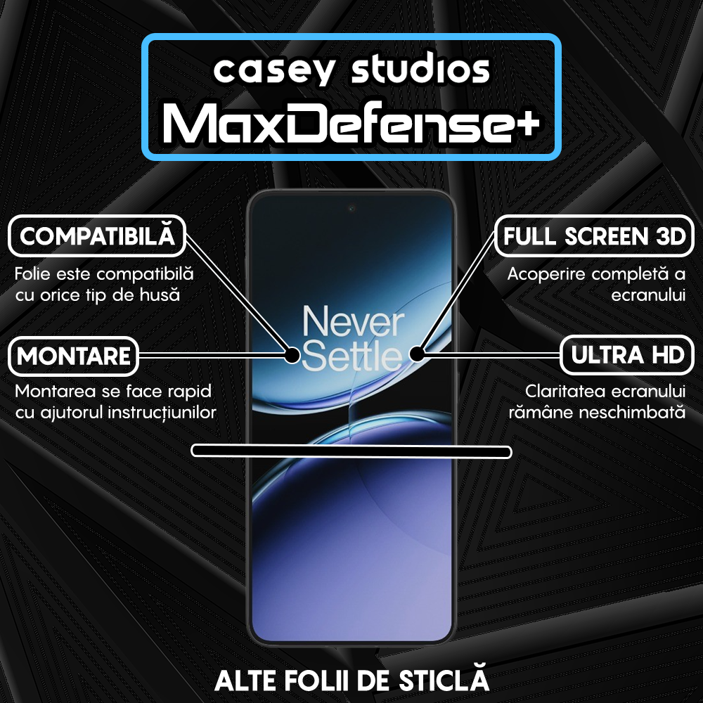 Folie Sticla MaxDefense+ - OnePlus Nord 4 - Negru