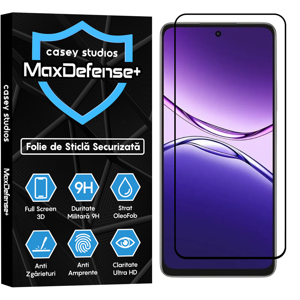 Folie Sticla MaxDefense+ - Oppo A5 Pro - Negru