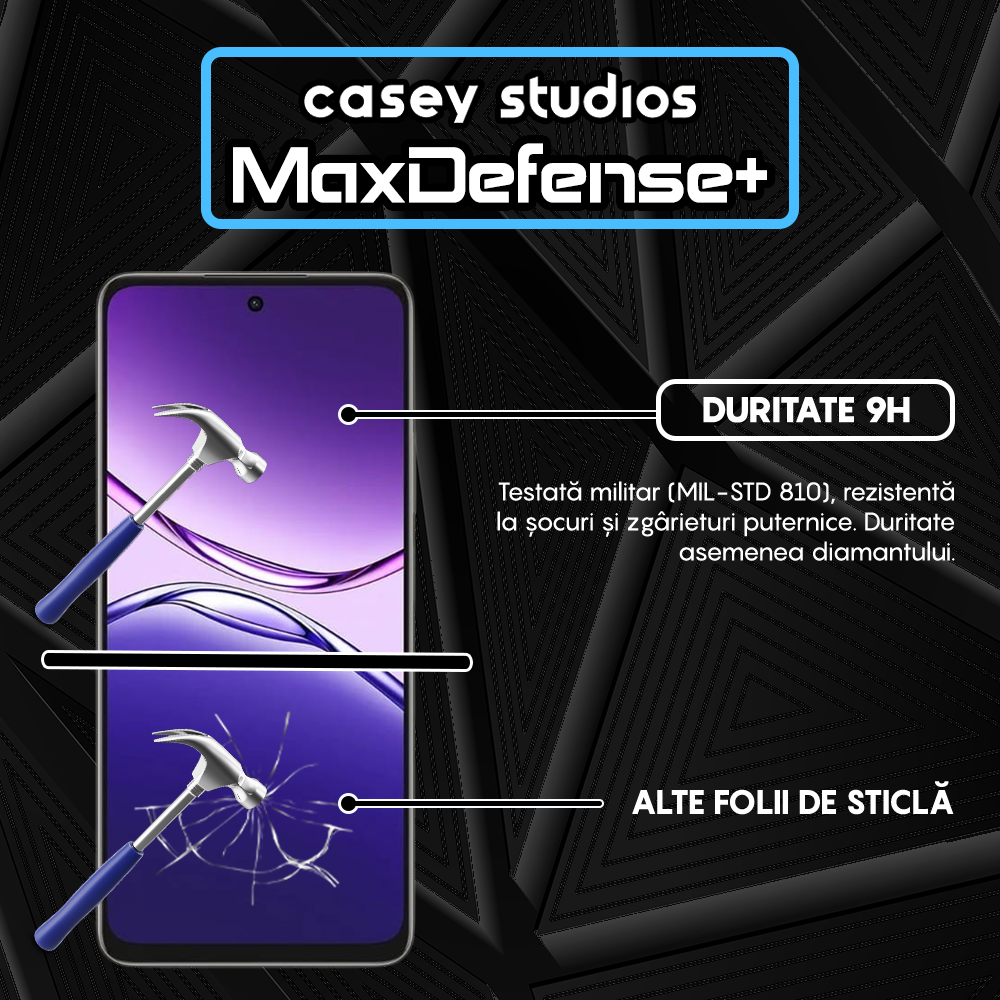 Folie Sticla MaxDefense+ - Oppo A5 Pro - Negru