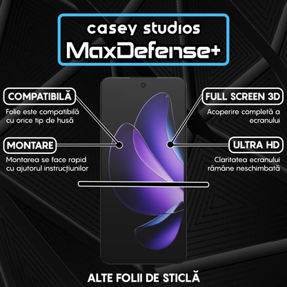 Folie Sticla MaxDefense+ - Oppo Reno 13F 5G - Negru