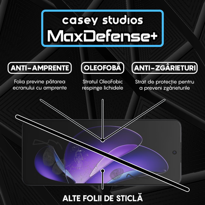 Folie Sticla MaxDefense+ - Oppo Reno 13F 5G - Negru