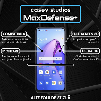 Folie Sticla MaxDefense+ - Oppo Reno8 5G - Negru