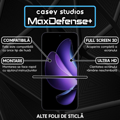 Folie Sticla MaxDefense+ - Oppo Reno13 F - Negru