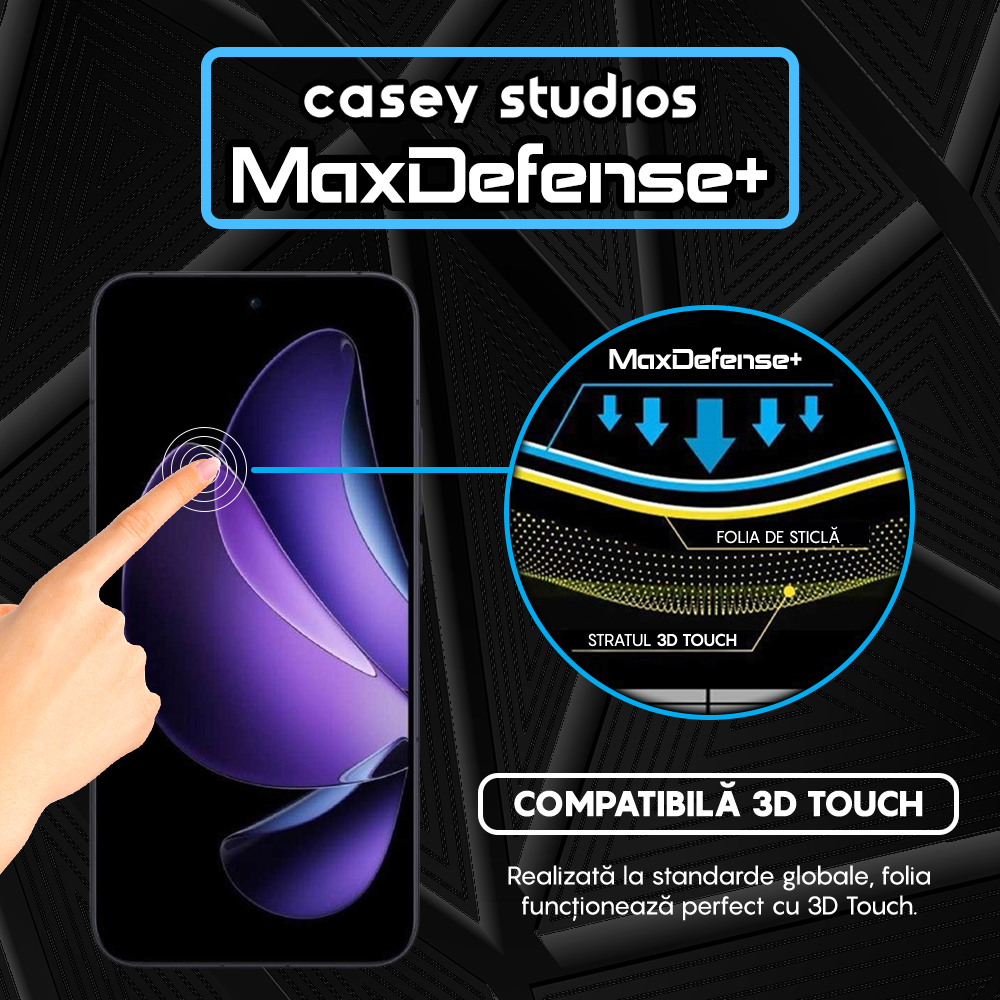 Folie Sticla MaxDefense+ - Oppo Reno13 F - Negru