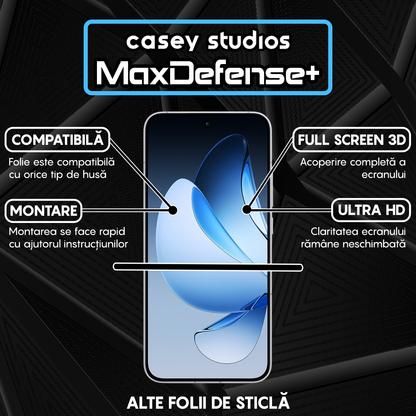 Folie Sticla MaxDefense+ - Oppo Reno13 F 4G - Negru