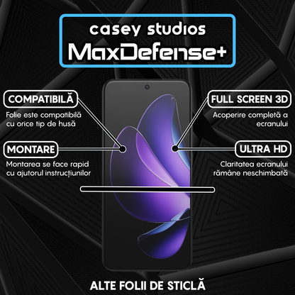 Folie Sticla MaxDefense+ - Oppo Reno13 Pro - Negru