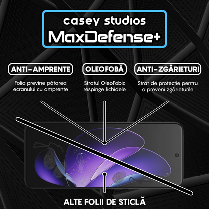 Folie Sticla MaxDefense+ - Oppo Reno13 Pro - Negru