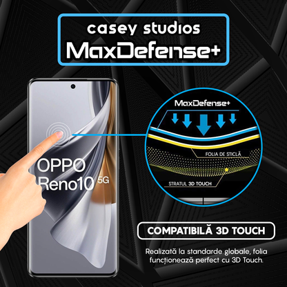 Folie Sticla MaxDefense+ - Oppo Reno10 - Negru