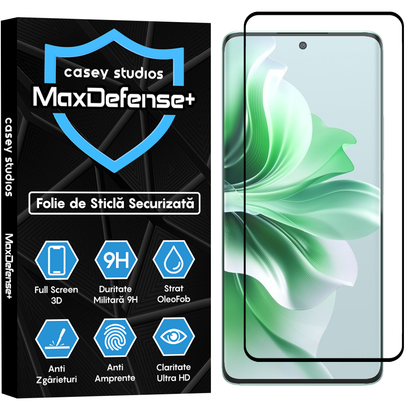 Folie Sticla MaxDefense+ - Oppo Reno11 - Negru