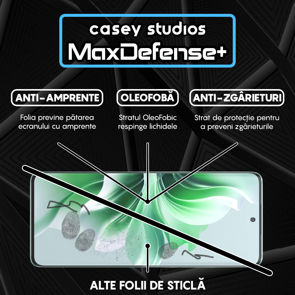 Folie Sticla MaxDefense+ - Oppo Reno11 - Negru