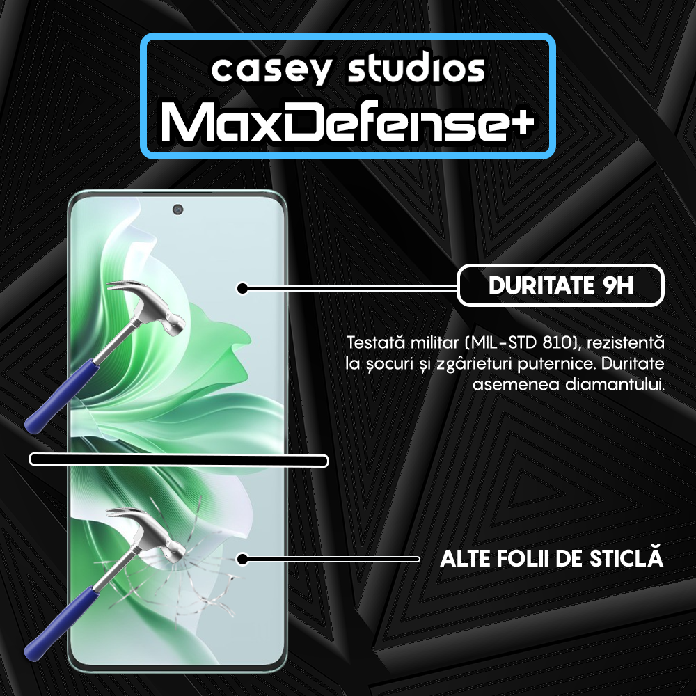 Folie Sticla MaxDefense+ - Oppo Reno11 - Negru