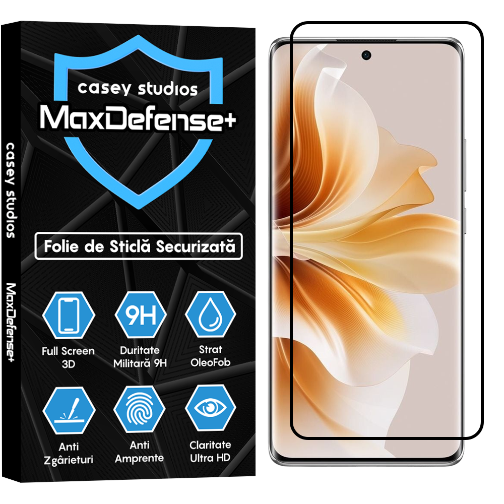 Folie Sticla MaxDefense+ - Oppo Reno11 Pro - Negru
