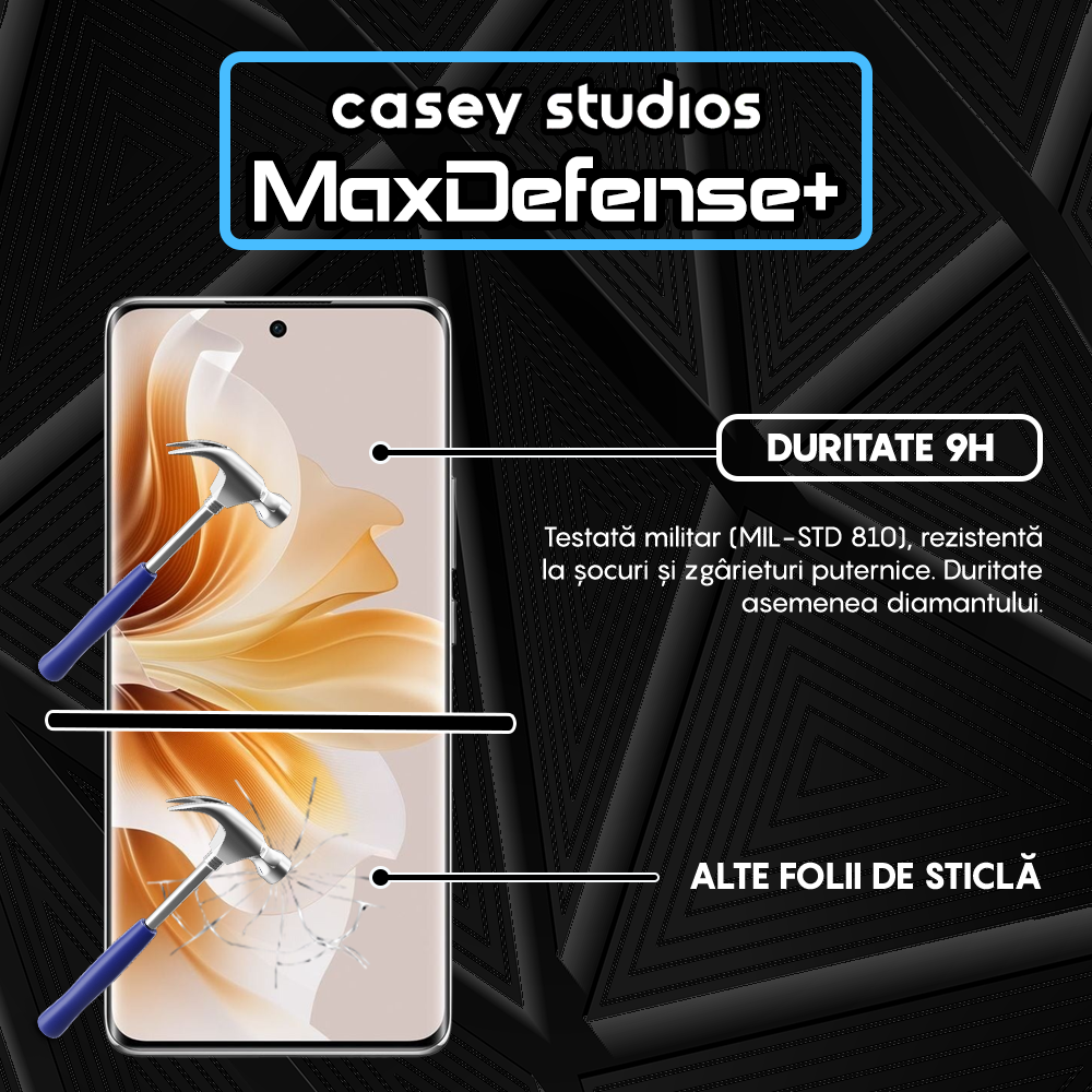 Folie Sticla MaxDefense+ - Oppo Reno11 Pro - Negru