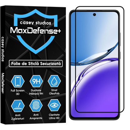 Folie Sticla MaxDefense+ - Oppo Reno12 - Negru