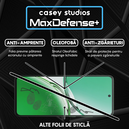 Folie Sticla MaxDefense+ - Oppo Reno12 F - Negru