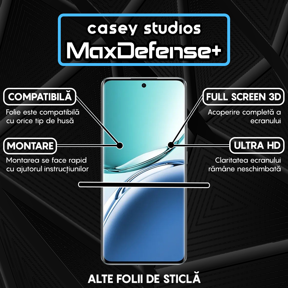 Folie Sticla MaxDefense+ - Realme 13 Pro - Negru
