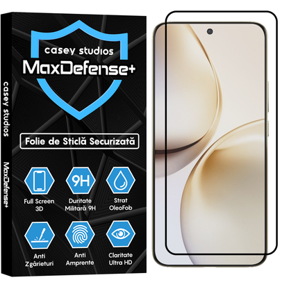Folie Sticla MaxDefense+ - Realme 14 Pro - Negru
