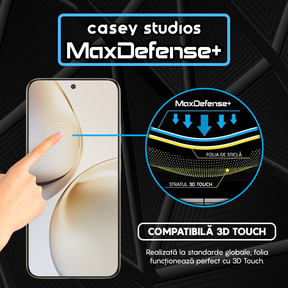 Folie Sticla MaxDefense+ - Realme 14 Pro+ - Negru