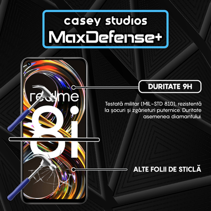 Folie Sticla MaxDefense+ - Realme 8i - Negru