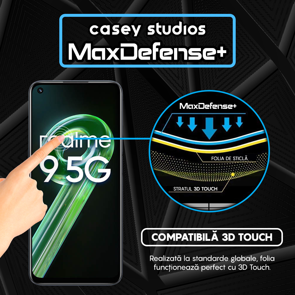 Folie Sticla MaxDefense+ - Realme 9 5G - Negru