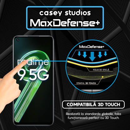 Folie Sticla MaxDefense+ - Realme 9 5G - Negru