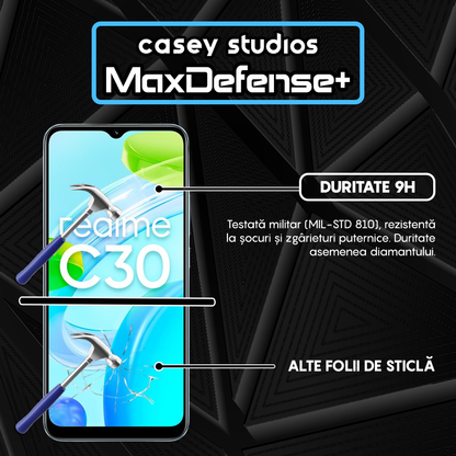 Folie Sticla MaxDefense+ - Realme C30 - Negru