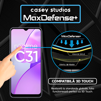 Folie Sticla MaxDefense+ - Realme C31 - Negru