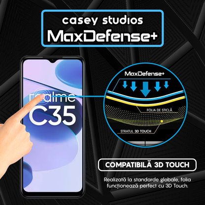Folie Sticla MaxDefense+ - Realme C35 - Negru