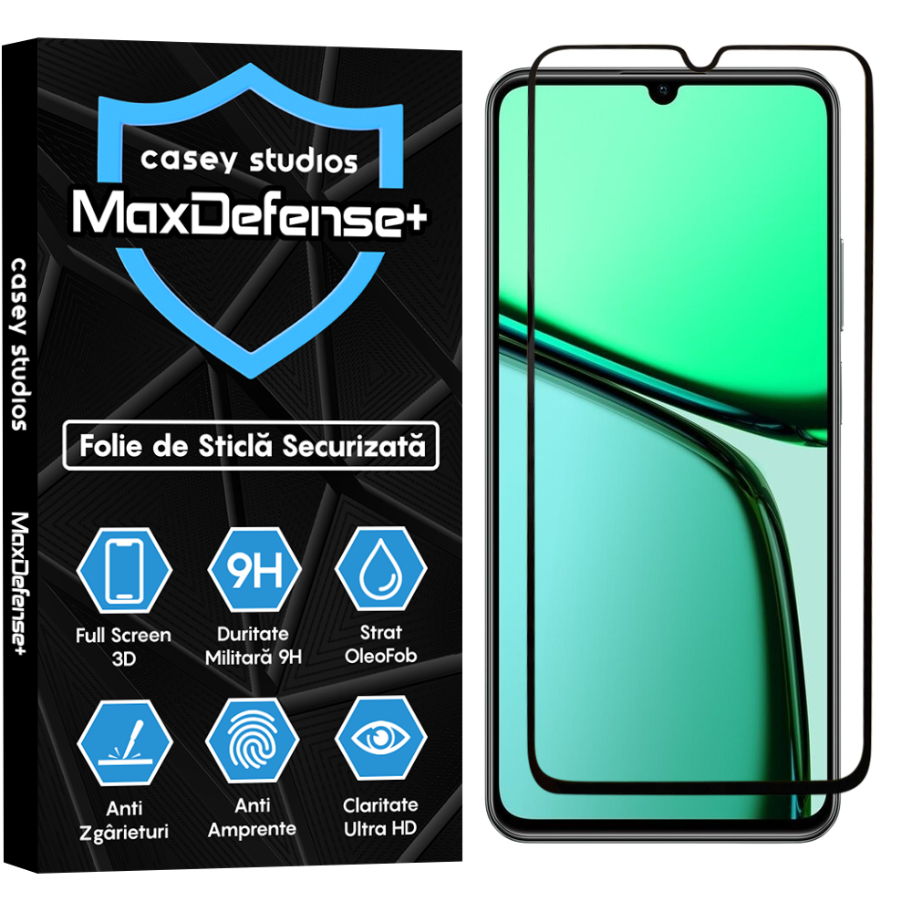 Folie Sticla MaxDefense+ - Realme C61 - Negru
