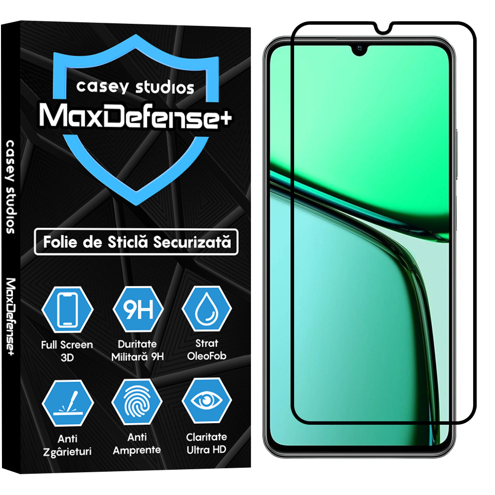 Folie Sticla MaxDefense+ - Realme C63 - Negru
