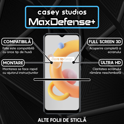 Folie Sticla MaxDefense+ - Realme 7i/C11/C11 (2021)/C15/C21/C21Y/C21Y/C25s/C25Y/Narzo 30A - Negru