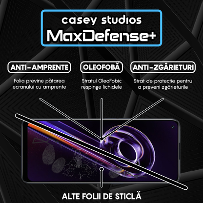 Folie Sticla MaxDefense+ - Realme 9 4G/9 Pro Plus - Negru