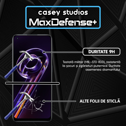 Folie Sticla MaxDefense+ - Realme 9 4G/9 Pro Plus - Negru