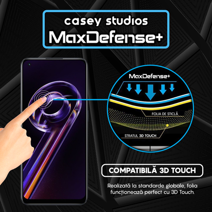 Folie Sticla MaxDefense+ - Realme 9 4G/9 Pro Plus - Negru