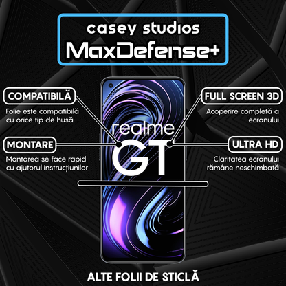 Folie Sticla MaxDefense+ - Realme GT 5G - Negru