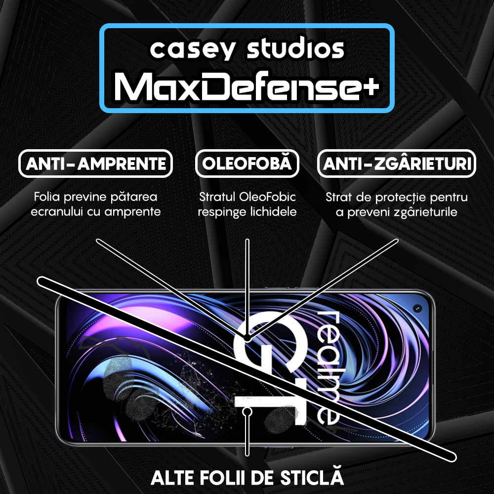 Folie Sticla MaxDefense+ - Realme GT 5G - Negru