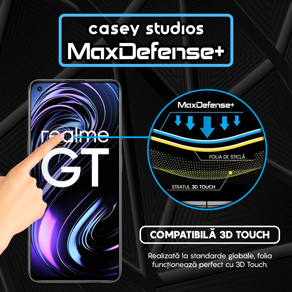 Folie Sticla MaxDefense+ - Realme GT 5G - Negru