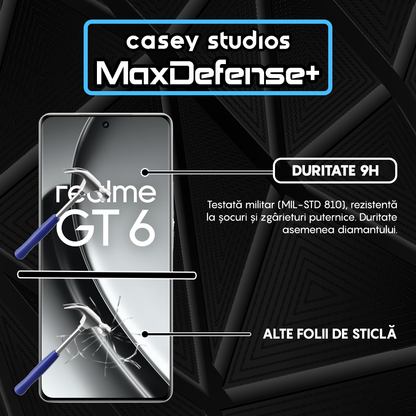 Folie Sticla MaxDefense+ - Realme GT 6 - Negru