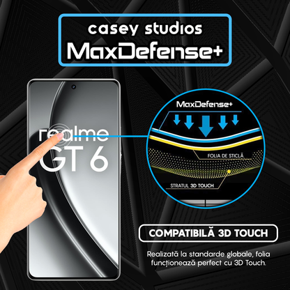 Folie Sticla MaxDefense+ - Realme GT 6 - Negru