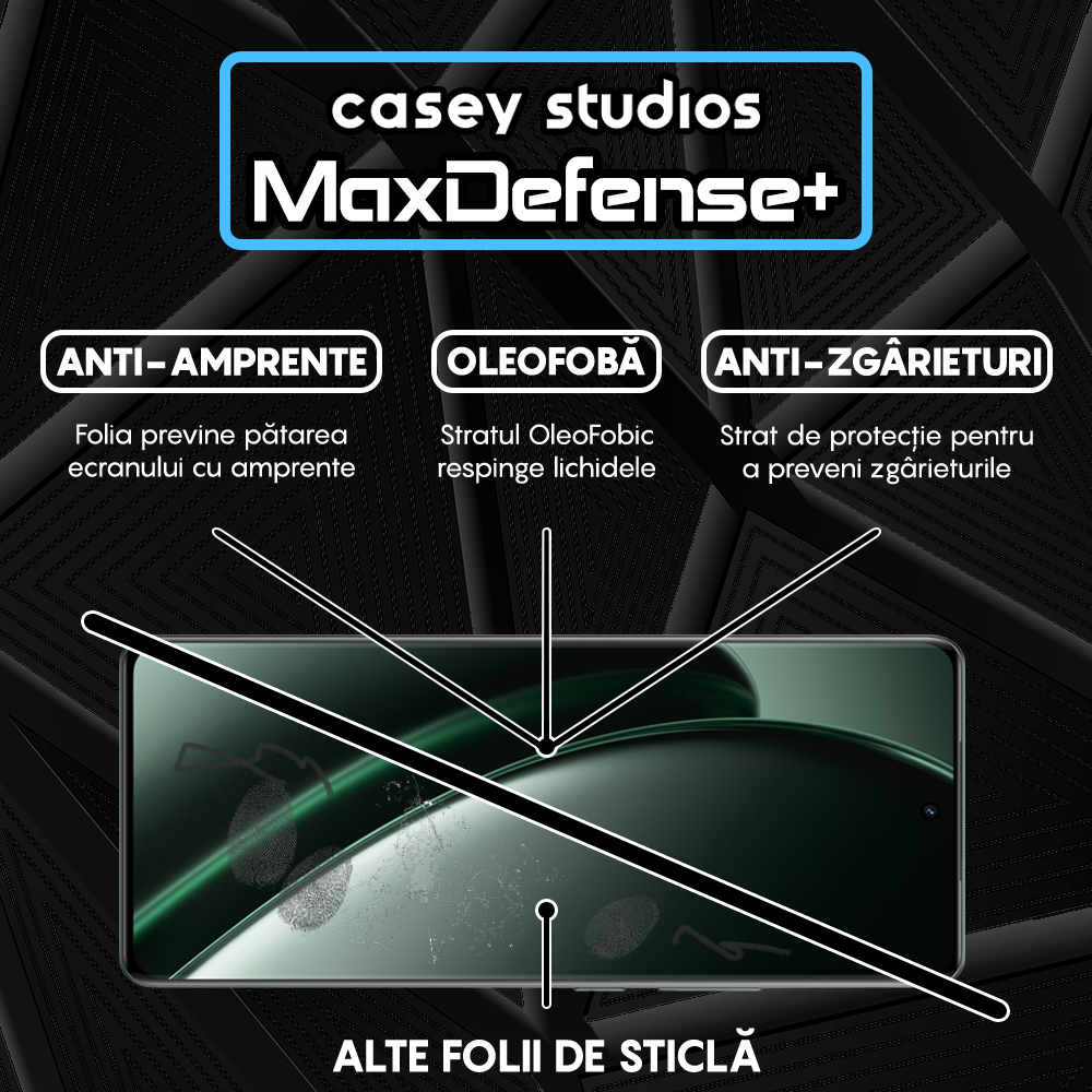Folie Sticla MaxDefense+ - Realme GT 6T - Negru