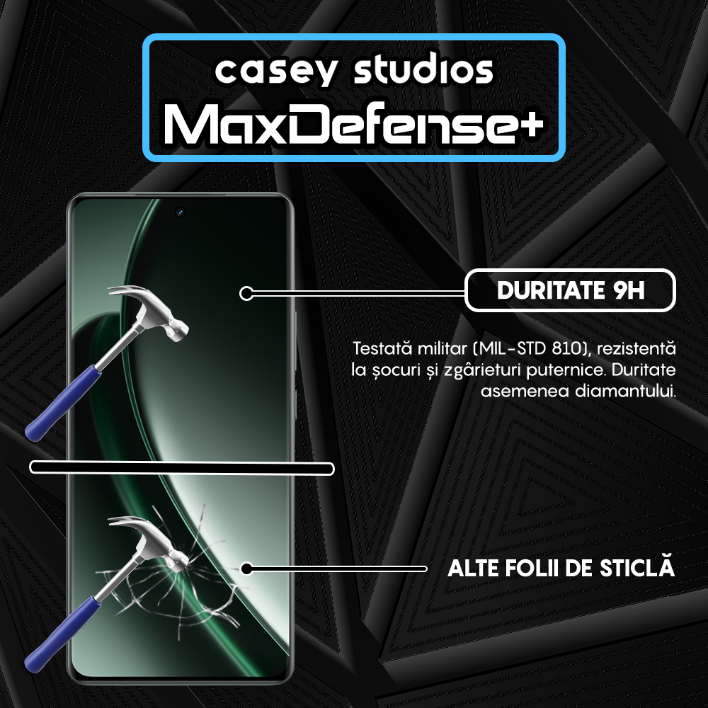 Folie Sticla MaxDefense+ - Realme GT 6T - Negru