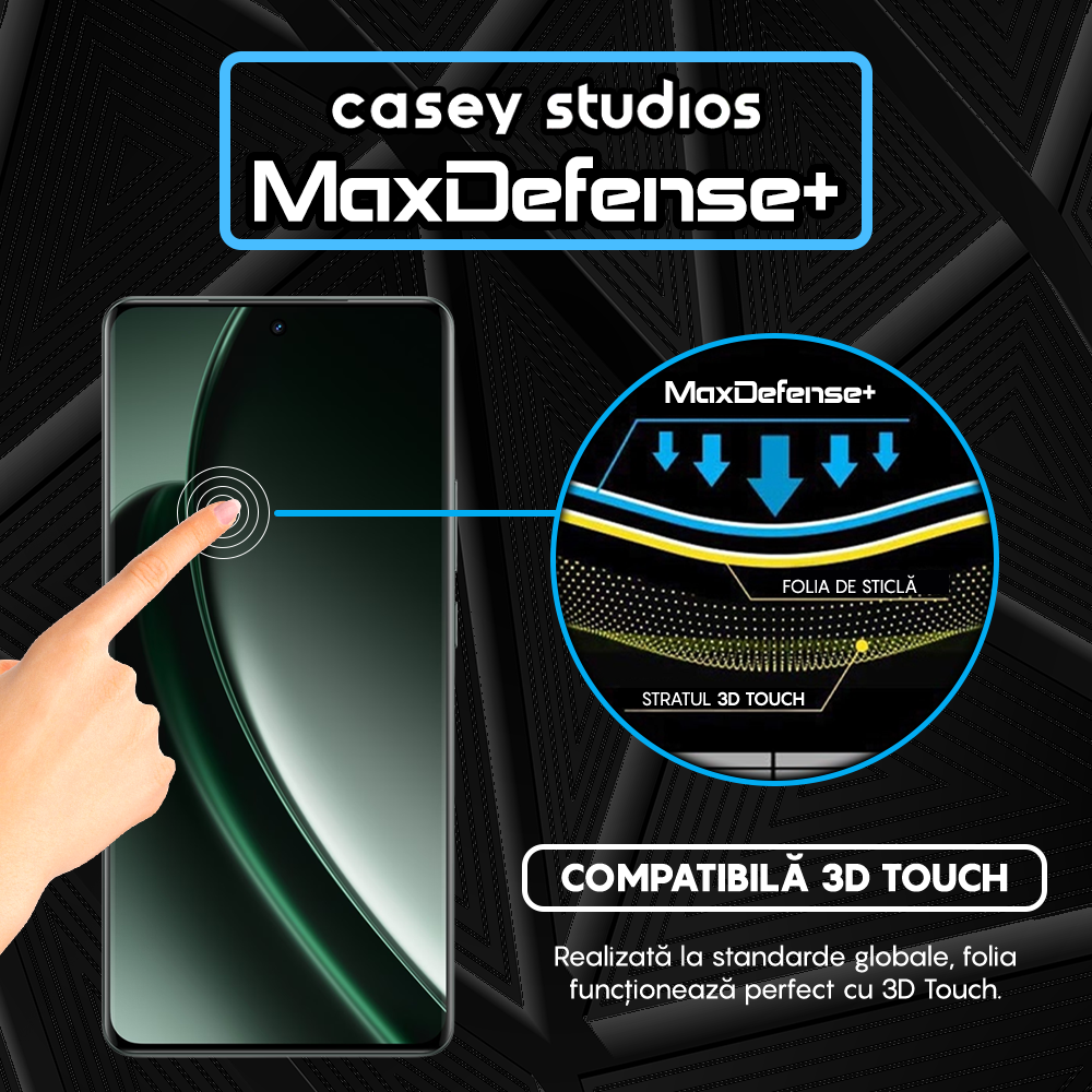 Folie Sticla MaxDefense+ - Realme GT 6T - Negru