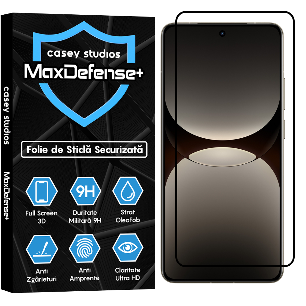 Folie Sticla MaxDefense+ - Realme GT7 Pro Racing - Negru