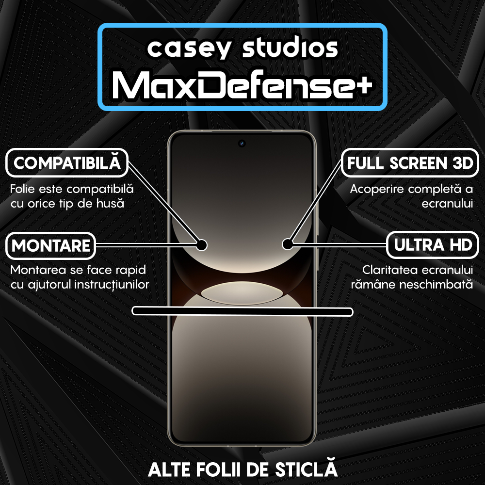 Folie Sticla MaxDefense+ - Realme GT7 Pro Racing - Negru