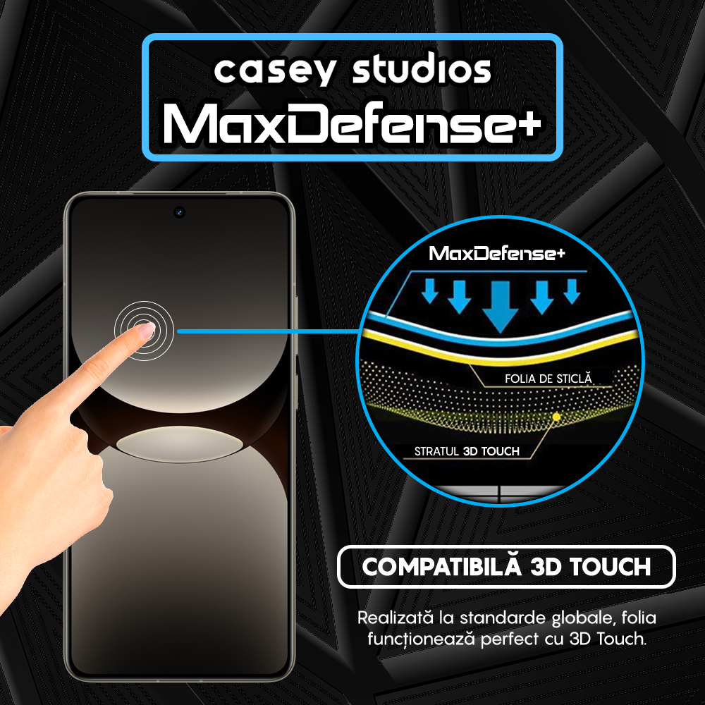 Folie Sticla MaxDefense+ - Realme GT7 Pro Racing - Negru