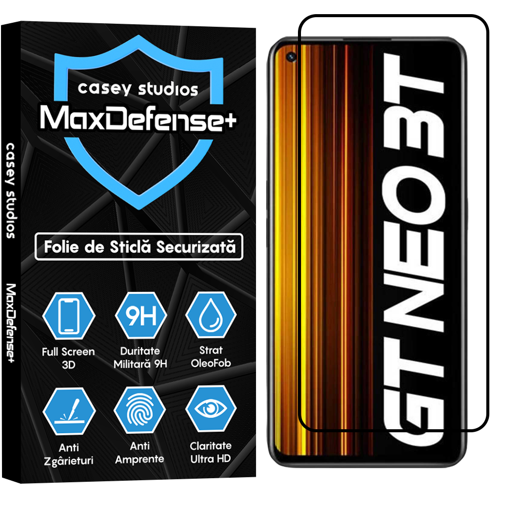 Folie Sticla MaxDefense+ - Realme GT Neo 3T - Negru