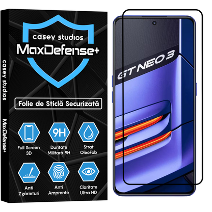 Folie Sticla MaxDefense+ - Realme GT Neo 3 150W - Negru