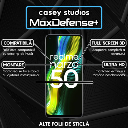 Folie Sticla MaxDefense+ - Realme 9 Pro/Narzo 50 - Negru